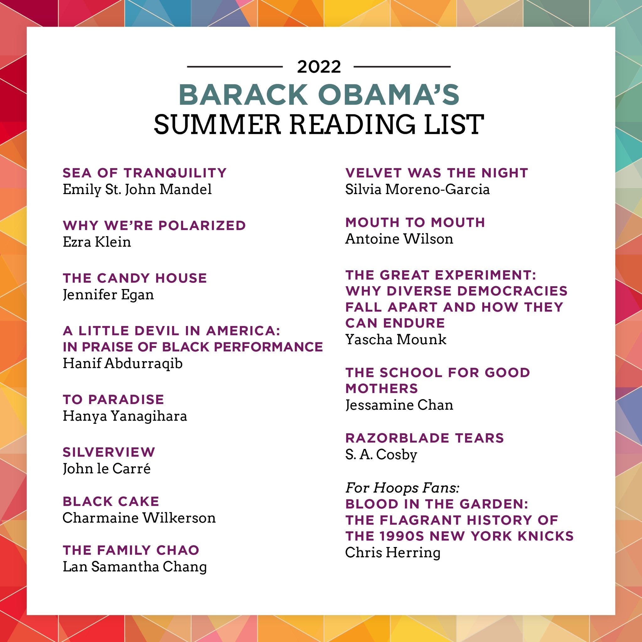 Obama’s Summer Reading List