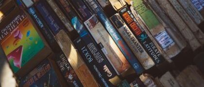A photo of many books