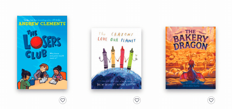 Click the heart-icon underneath a book cover to add it to your Wish List.